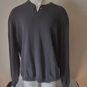 Eddie Bauer  mens Tall XL Grey green cotton henley sweater